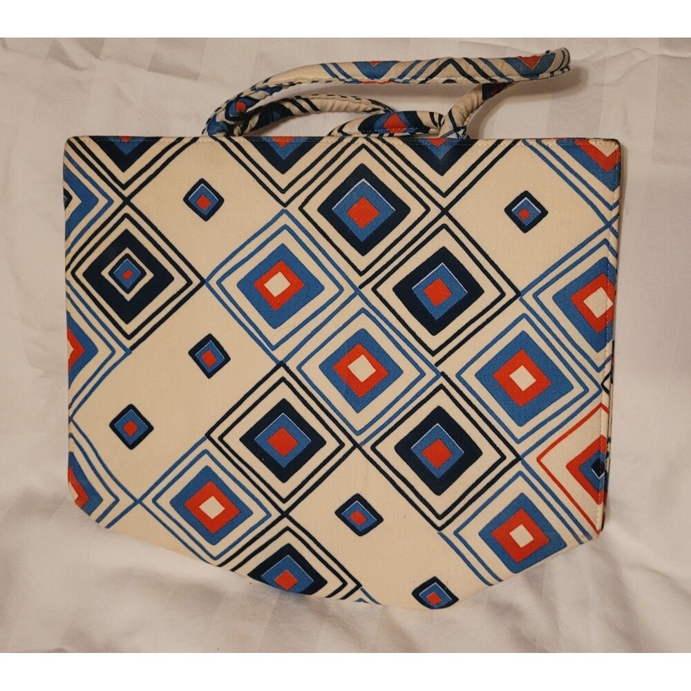 Vtg Retro Margaret Smith Geometric Pattern Canvas Purse Tote